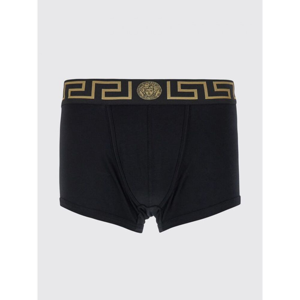 Versace Men Versace Greca Print Stretch-Cotton Boxer Shorts With Medusa Logo